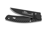 Couteau pliant Le Thiers Liner Lock Claude Dozorme acier noir manche façon carbone 10,5cm