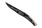 Couteau pliant Le Thiers Liner Lock Claude Dozorme acier noir corne claire 10,5cm