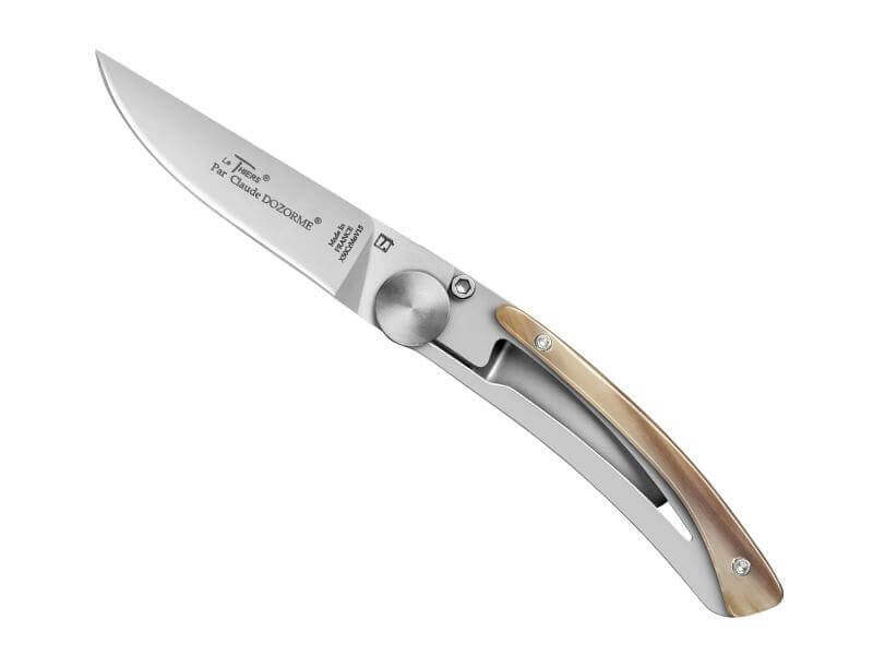 Couteau pliant Le Thiers Liner Lock Claude Dozorme corne claire 10,5cm