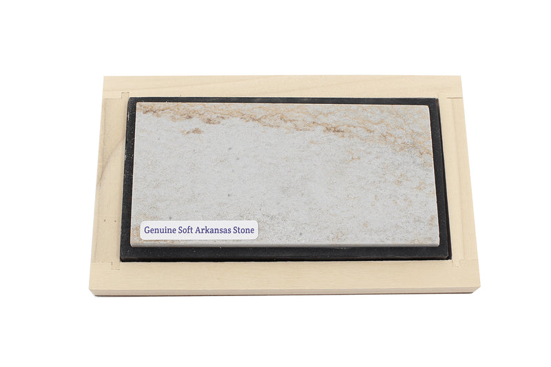 Pierre naturelle d'Arkansas Soft Arkansas RH PREYDA grain moyen/épais + coffret en bois