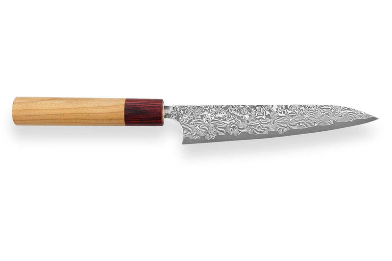 Couteau universel japonais artisanal Yoshimi Kato 15cm VG10 Nickel Damascus cerisier