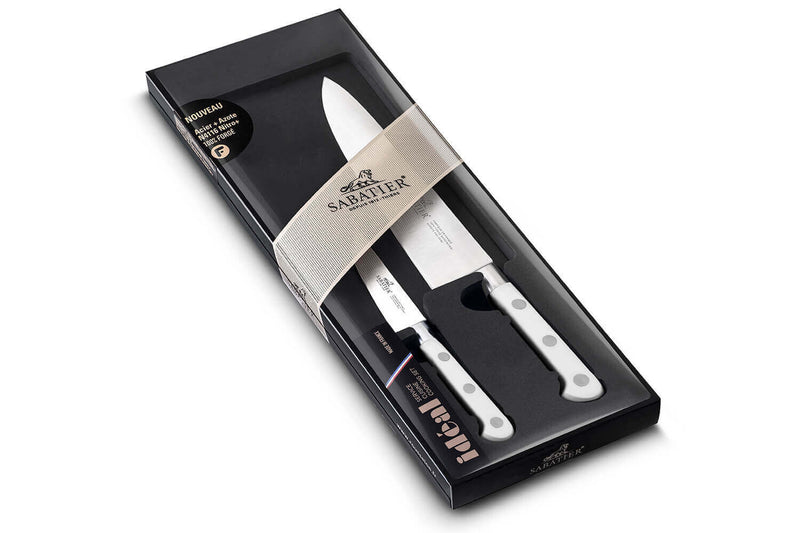 Coffret 2 couteaux Sabatier Toque blanche 100% forgés Office + Chef