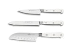 Coffret 3 couteaux Sabatier Toque Blanche Office + Universel + Mini Santoku