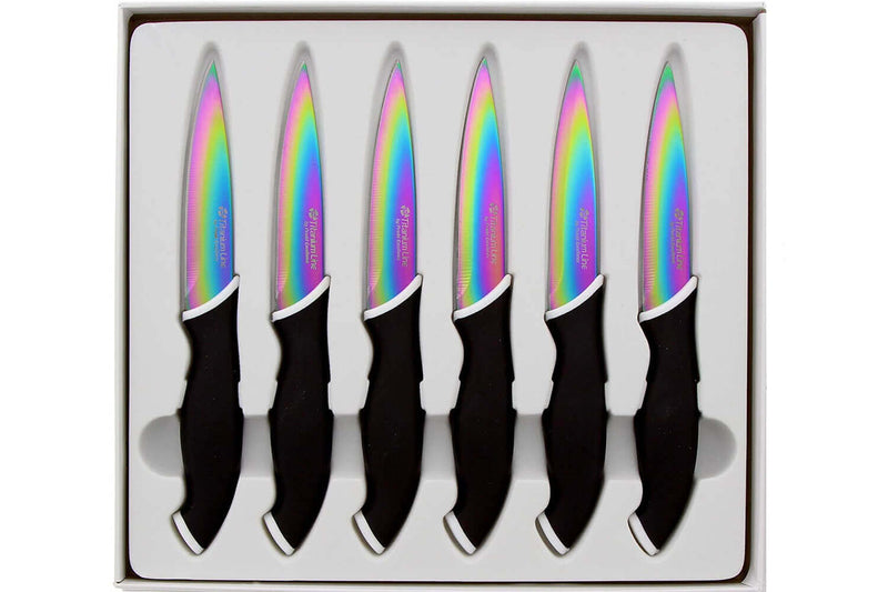Coffret 6 couteaux steak Pradel Excellence lame 10cm revêtement titane