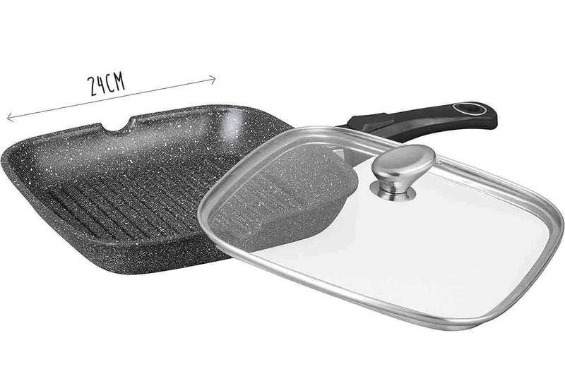 Poêle à grill en fonte Pradel Excellence Premium 24x24cm façon pierre tous feux/ induction