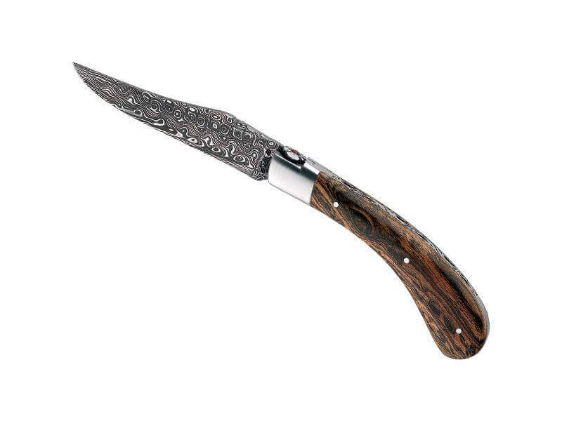 Couteau pliant artisanal Capuchadou damas 120 couches manche bocote 12cm