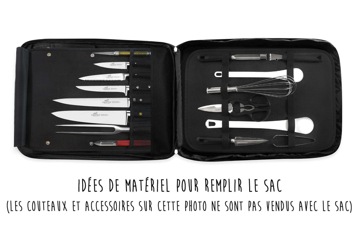 Sac spécial chef Sabatier Edonist 4 couteaux de cuisine français + 1 fourchette - Exclusivité