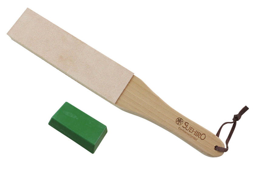 Set stropping cuir de polissage japonais Suehiro 31cm avec pâte abrasive