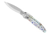 Couteau pliant K2.14M manche acier décor imprimé 3D faience 11,5cm