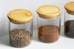 Set de 3 pots en verre Pebbly avec couvercle bambou pour épices et condiments - 190ml