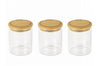 Set de 3 pots en verre Pebbly avec couvercle bambou pour épices et condiments - 190ml