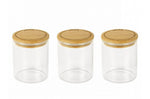 Set de 3 pots en verre Pebbly avec couvercle bambou pour épices et condiments - 190ml