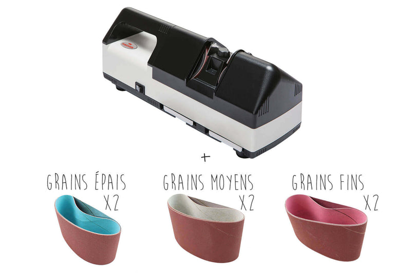 Aiguiseur à bandes Fischer + 6 bandes de rechange 3 grains