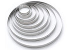Cercle à tarte perforé inox De Buyer Valrhona bord droit hauteur 2cm