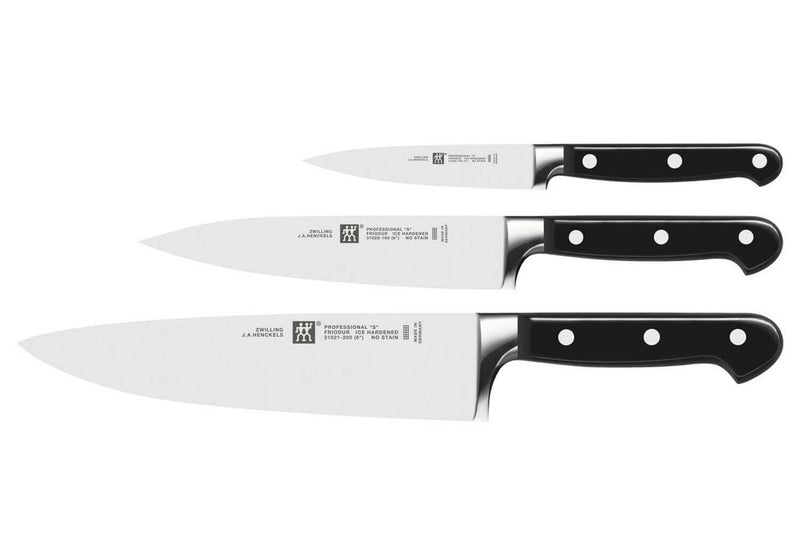 Coffret 3 couteaux Zwilling Professionnals S forgés Office + Trancheur + Chef