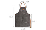Tablier de cuisine Wusaki en toile et cuir 83x67,5cm - Taille unique