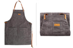 Tablier de cuisine Wusaki en toile et cuir 83x67,5cm - Taille unique