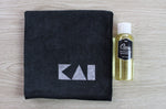 Kit de soin KAI pour entretien des couteaux de cuisine - Huile + Microfibre