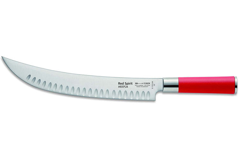 Couteau à découper Hektor DICK Red Spirit acier inox lame alvéolée 25cm manche rouge