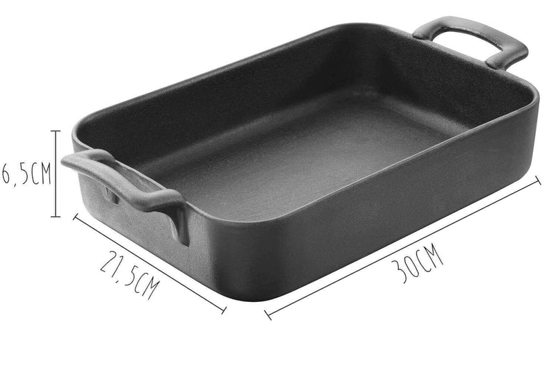 Plat rectangulaire Revol Belle Cuisine 30x21,5cm en porcelaine noire effet fonte