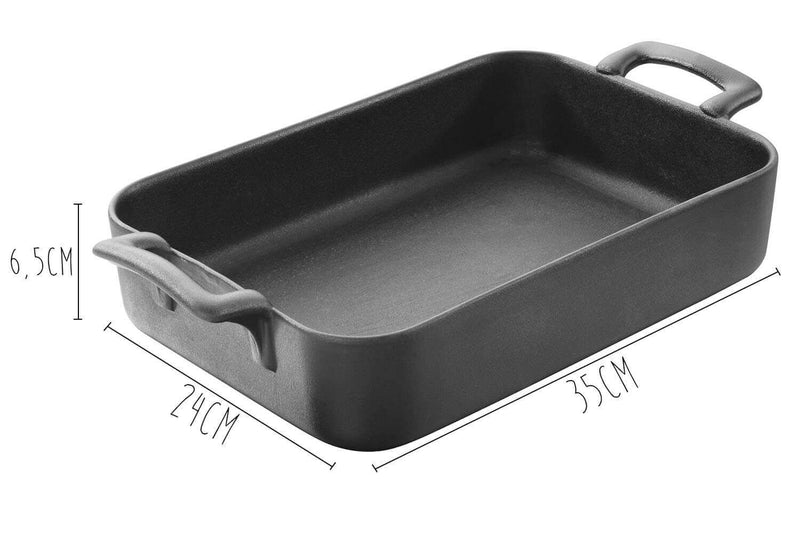 Plat rectangulaire Revol Belle Cuisine 34x25cm en porcelaine noire effet fonte