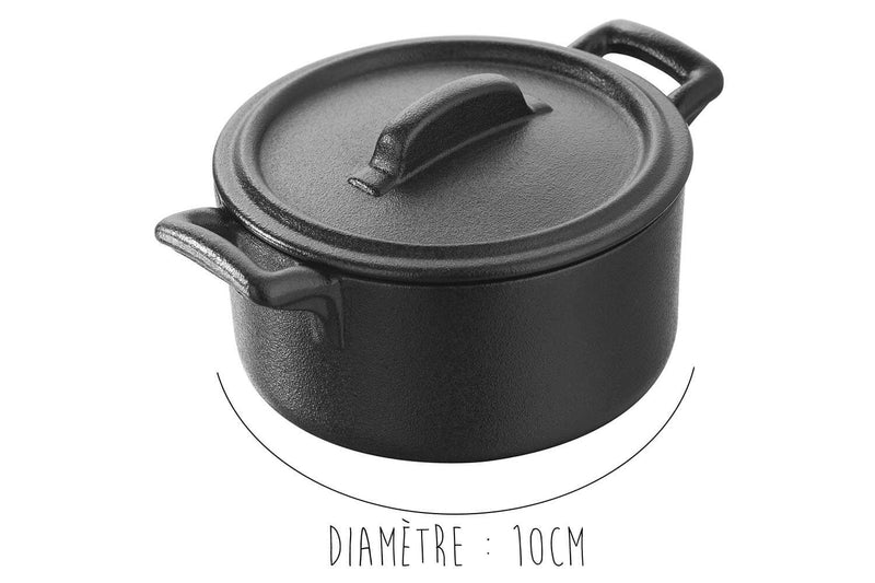 Cocotte ronde Revol Belle Cuisine 20cl avec couvercle noir effet fonte