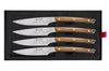 Coffret 4 couteaux à steak Icel lame dentelée 11cm manche incurvé bois d'olivier