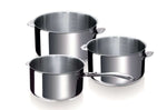 Set de 3 casseroles Beka Evolution en inox 16, 18 et 20cm - Poignée amovible incluse