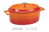 Cocotte en fonte émaillée ovale Agnelli Slowcook orange avec couvercle - 25 x 20 cm