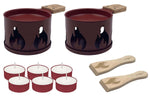 Service à raclette à la bougie Cookut Lumi édition limitée services poêlons et spatules pour 2 - Flamme - Rouge