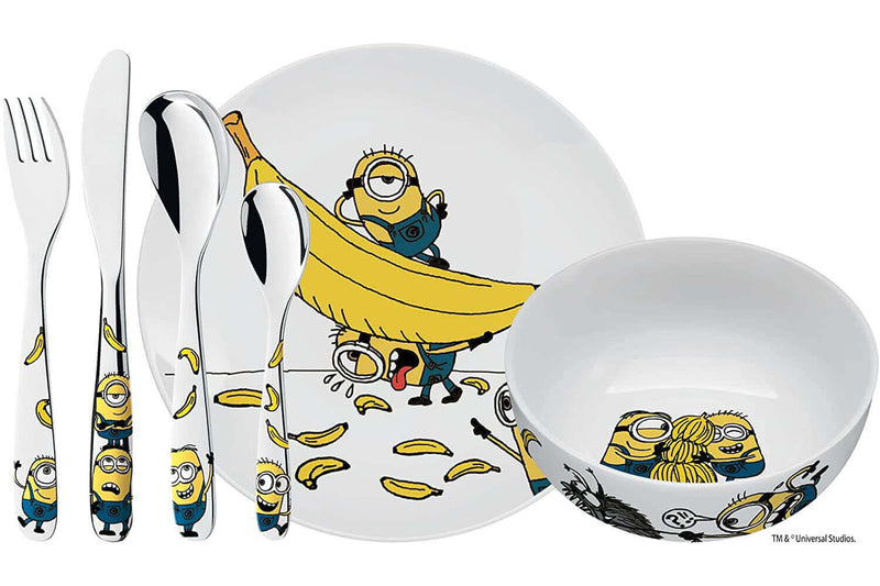 Coffret repas enfants WMF Les Minions acier inox 18/10 et porcelaine