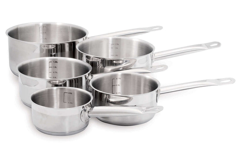 Set de 5 casseroles Baumalu Gamme Gastronomie en acier inox 12, 14, 16, 18, 20cm