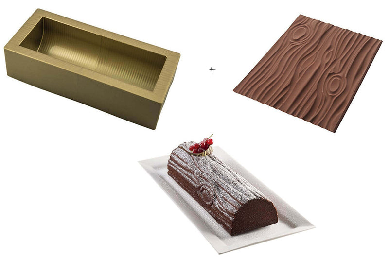 Kit moule à bûche en silicone Silikomart Magic Wood