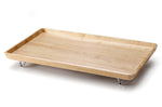 Tablette de lit sur pieds métalliques Continenta en bois d'hévéa 53x32x7cm