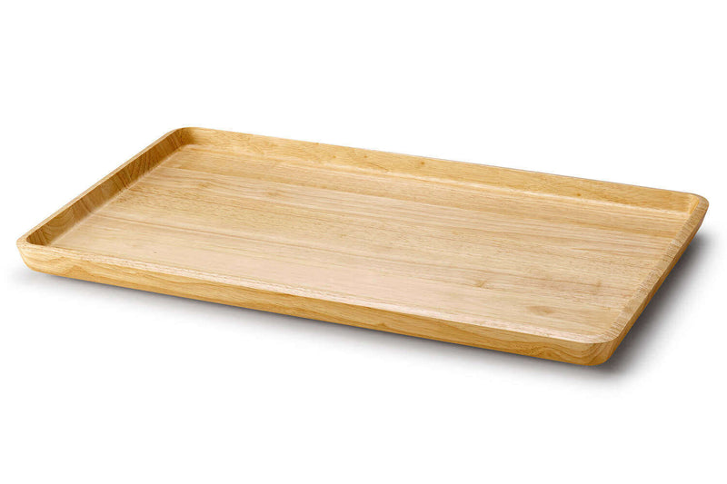 Plateau de service rectangulaire Continenta en bois d'hévéa 53x32x3cm