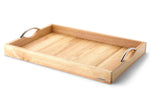 Plateau de service avec poignées métalliques Continenta en bois d'hévéa 53x36x5cm