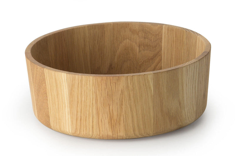 Saladier rond bord droit Continenta en bois de chêne Ø31x12cm