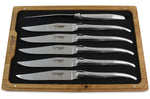 Coffret de 6 couteaux de table Laguiole en Aubrac tout inox manches brillants