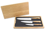 Coffret 3 couteaux en olivier Laguiole en Aubrac : Office + Universel + Chef