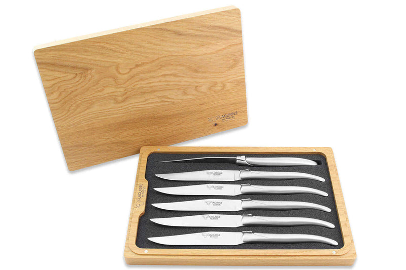 Coffret de 6 couteaux de table Laguiole en Aubrac tout inox manches mats