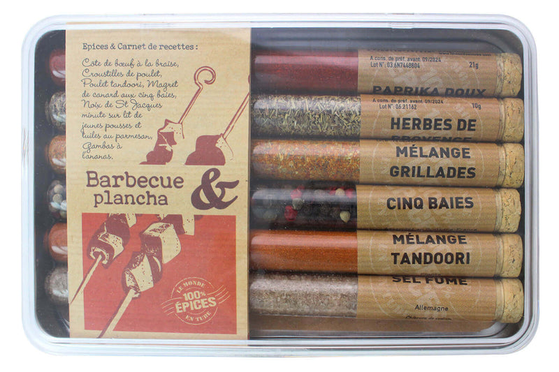 Coffret d'épices Le Monde en Tube Barbecue et Plancha 6 saveurs