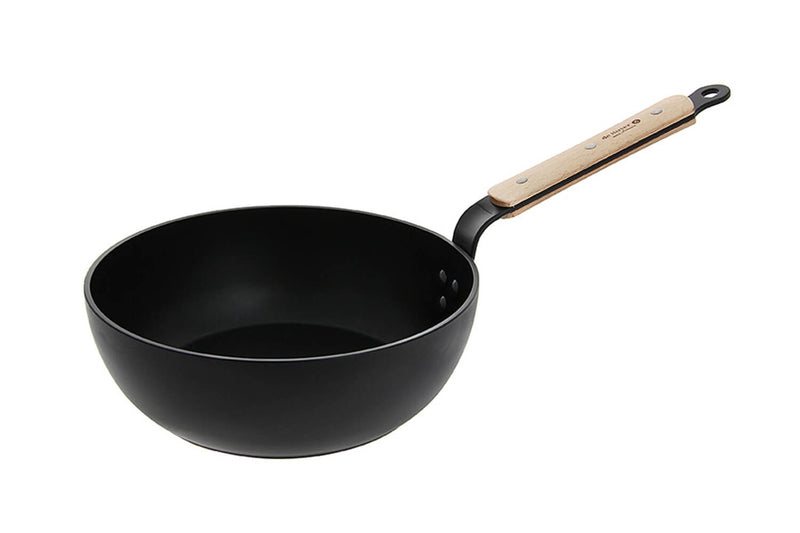 Sauteuse bombée antiadhésive De Buyer Choc B Bois en aluminium forgé et manche en hêtre - 24cm