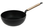 Sauteuse bombée antiadhésive De Buyer Choc B Bois en aluminium forgé et manche en hêtre - 28cm