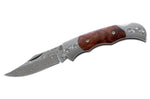 Couteau pliant Herbertz 201408 lame damassée manche bois de ronce 8cm