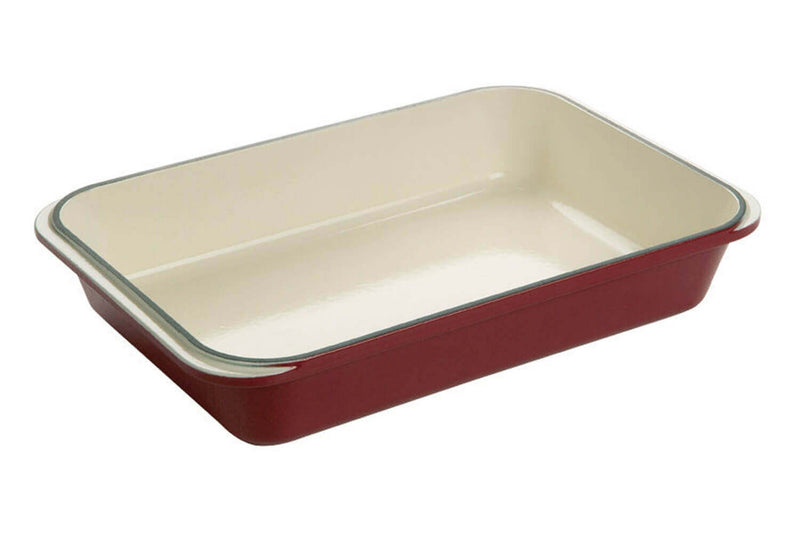 Plat à rôtir en fonte émaillée rouge - 40x25cm
