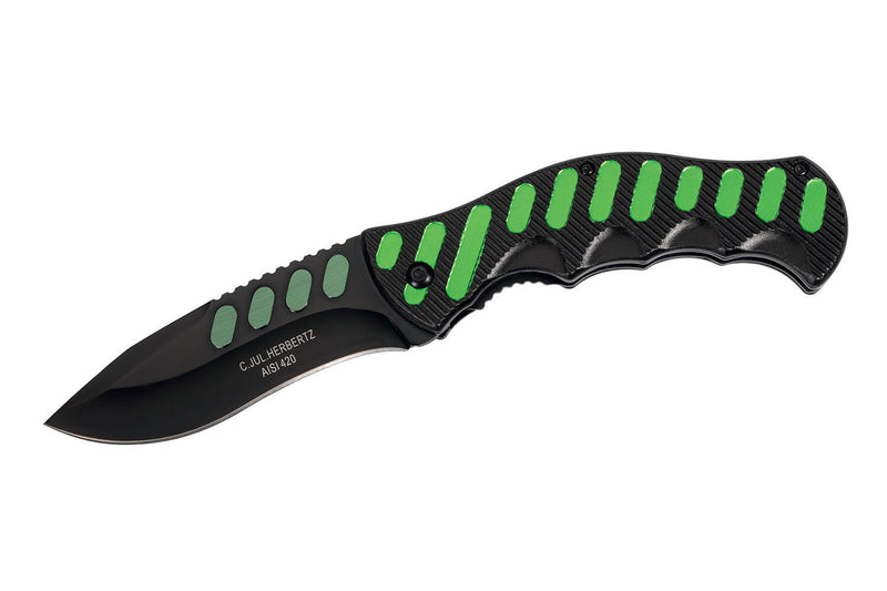 Couteau pliant Herbertz 565912 manche cranté aluminium noir / vert 12,2cm