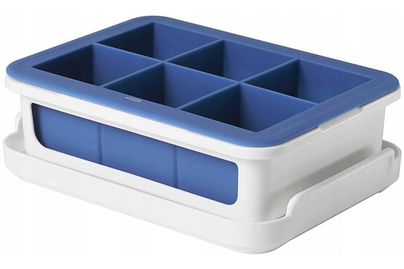 Bac à glaçons XL OXO en silicone avec couvercle - 18,4x13x3,6cm