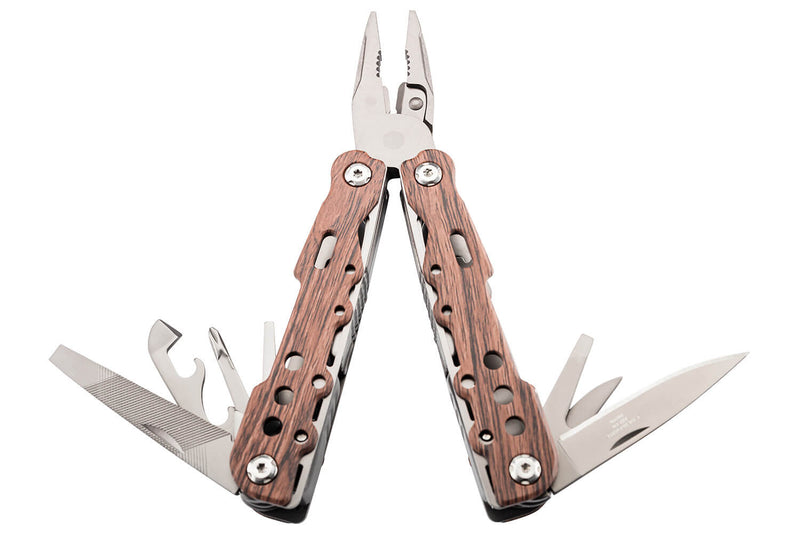 Pince multifonction Herbertz 106800 8 pièces inox revêtement titane manche façon bois + étui nylon