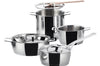 Batterie de cuisine Alessi Pots&Pans 7 pièces tout inox 18/10 design par Jasper Morrison