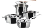 Batterie de cuisine Alessi Pots&Pans 7 pièces tout inox 18/10 design par Jasper Morrison